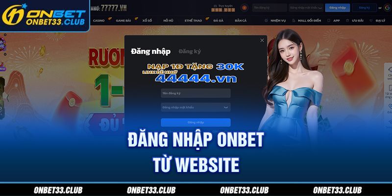 Đăng nhập ONBET từ website